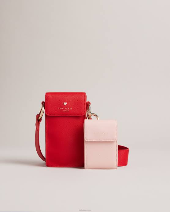 Ted Baker femmes 60VD947 cadeaux pochette coeur cloutée et porte-cartes Shamih rouge