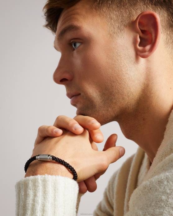 Ted Baker Hommes 60VD1819 cadeaux bracelet tissé en cuir duran chocolat brun