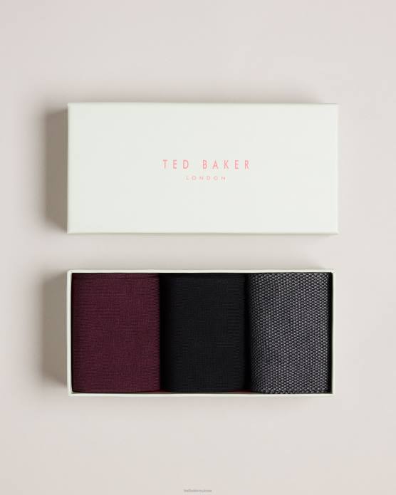 Ted Baker Hommes 60VD1898 cadeaux Prezzie, lot de trois chaussettes assorties assorti