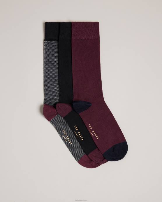 Ted Baker Hommes 60VD1898 cadeaux Prezzie, lot de trois chaussettes assorties assorti