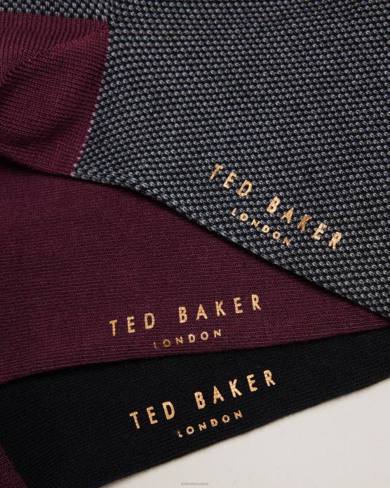 Ted Baker Hommes 60VD1898 cadeaux Prezzie, lot de trois chaussettes assorties assorti
