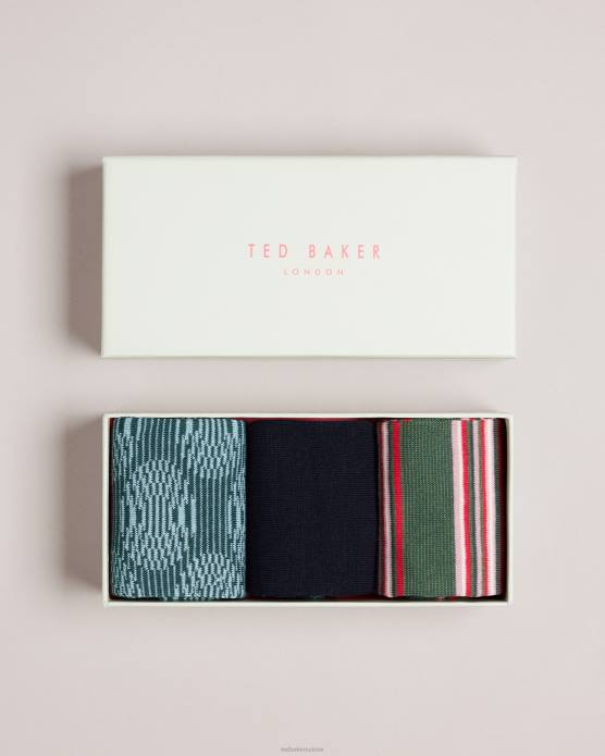 Ted Baker Hommes 60VD1913 cadeaux Metoyou, lot de trois chaussettes assorties assorti