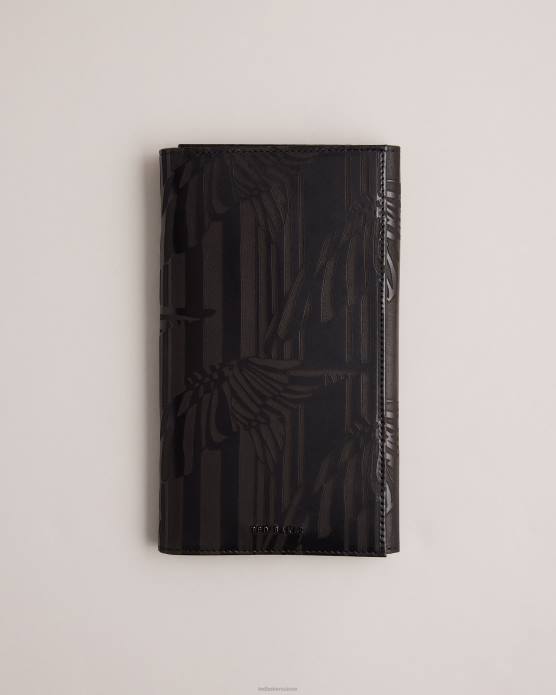 Ted Baker Hommes 60VD1923 cadeaux portefeuille de voyage en cuir gravé au laser flyt noir