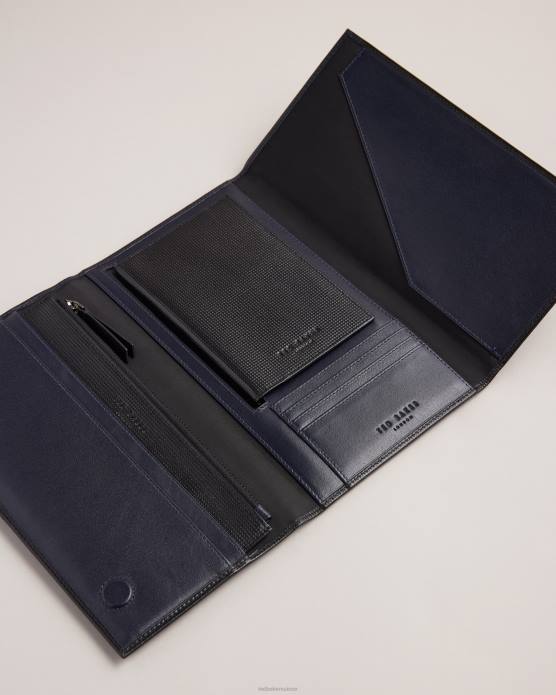 Ted Baker Hommes 60VD2018 cadeaux portefeuille de voyage en cuir texturé Gurney noir