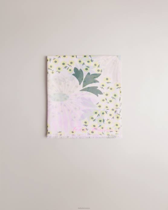 Ted Baker femmes 60VD1065 accessoires écharpe en satin à imprimé floral rubis rose pâle