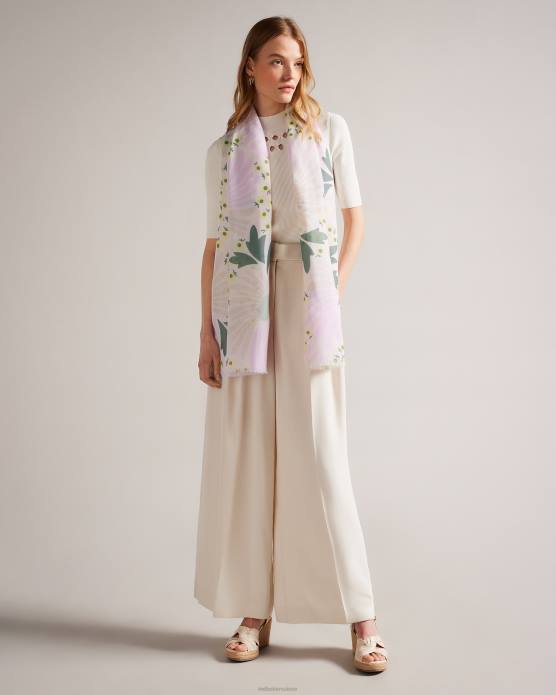 Ted Baker femmes 60VD1065 accessoires écharpe en satin à imprimé floral rubis rose pâle