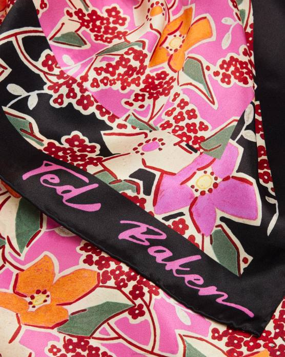 Ted Baker femmes 60VD1105 accessoires Écharpe fleurie vibrante en pure soie niaome violet pâle