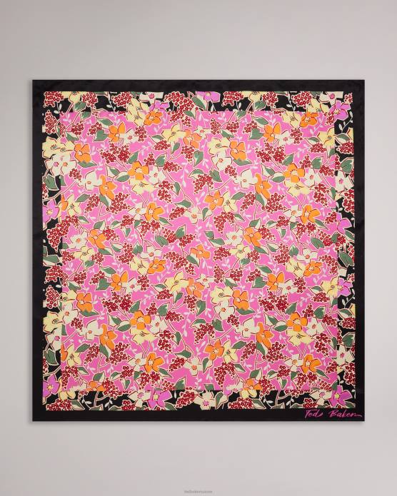 Ted Baker femmes 60VD1105 accessoires Écharpe fleurie vibrante en pure soie niaome violet pâle