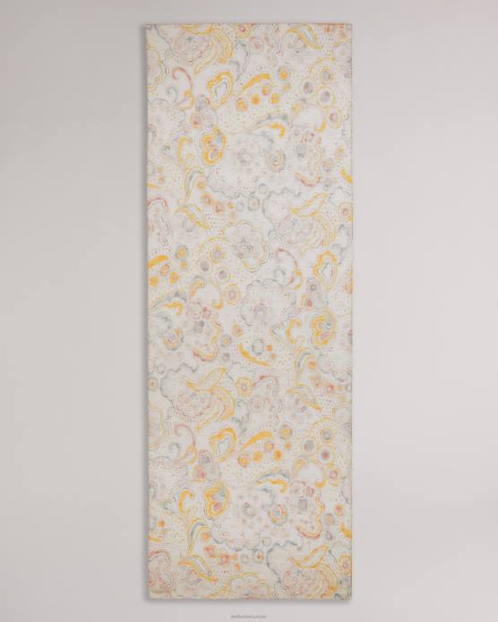 Ted Baker femmes 60VD1188 accessoires Écharpe pondree en soie mélangée à motif cachemire Ivoire