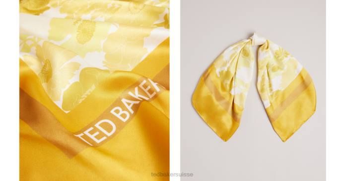 Ted Baker femmes 60VD1193 accessoires scila nouveau foulard carré en soie imprimé romantique jaune clair