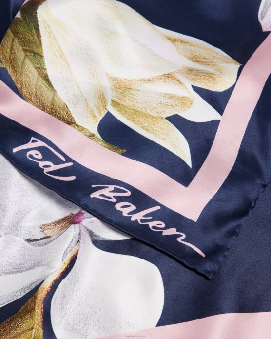 Ted Baker femmes 60VD962 accessoires foulard carré fleuri en pure soie saallyy bleu foncé