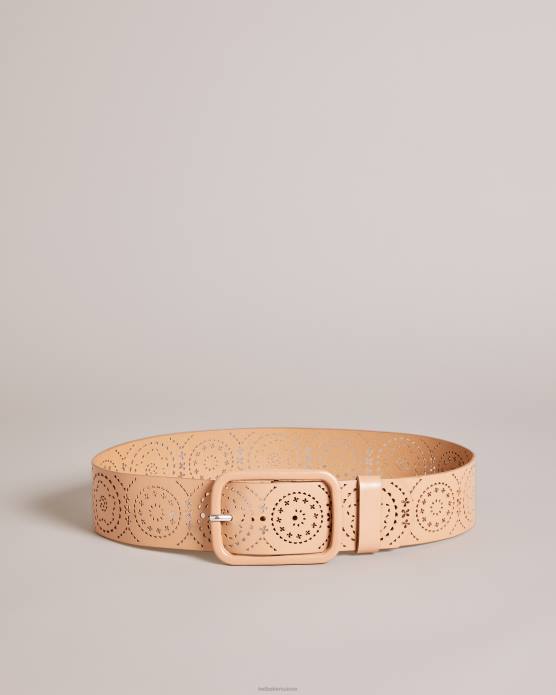 Ted Baker femmes 60VD1087 accessoires ceinture large en cuir découpée au laser brun clair