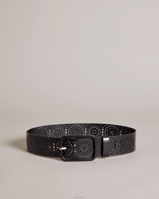Ted Baker femmes 60VD998 accessoires ceinture large en cuir découpée au laser noir