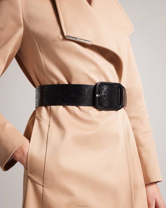 Ted Baker femmes 60VD998 accessoires ceinture large en cuir découpée au laser noir
