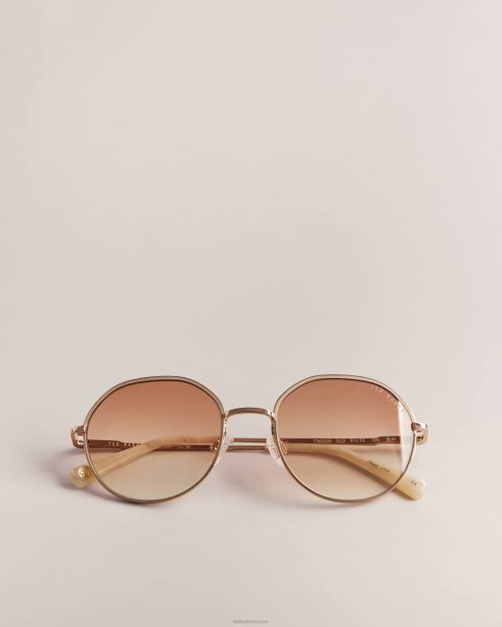Ted Baker femmes 60VD1071 accessoires lunettes de soleil à monture ronde alusky couleur or