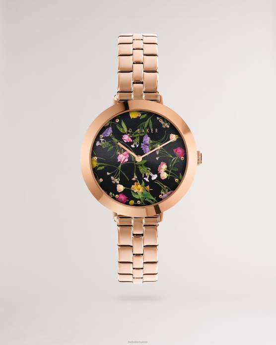 Ted Baker femmes 60VD1025 accessoires Montre-bracelet en acier inoxydable à cadran floral Isidora couleur or rose