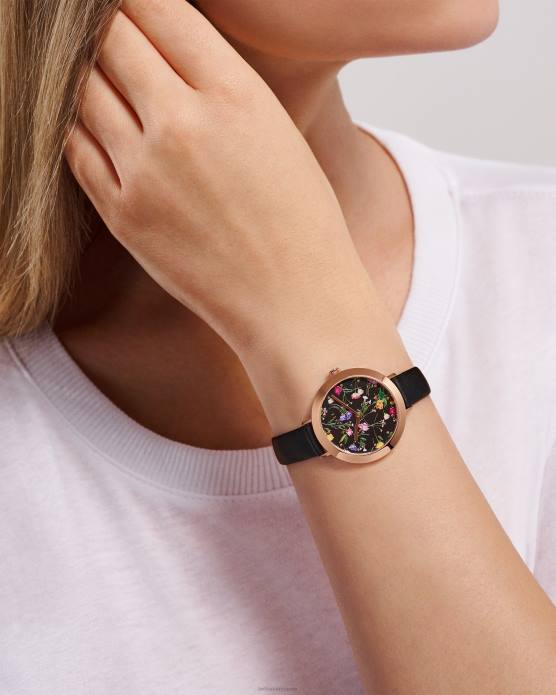 Ted Baker femmes 60VD1060 accessoires montre isidoro à imprimé floral avec bracelet en cuir noir