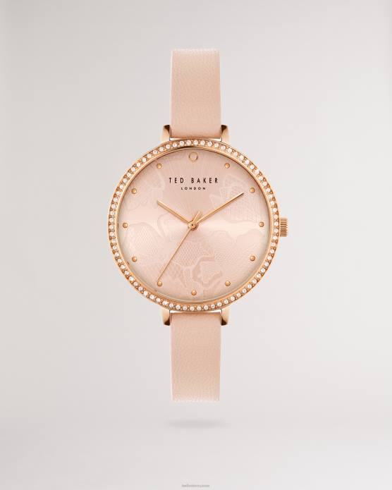 Ted Baker femmes 60VD970 accessoires montre ornée de cristaux Chessin avec bracelet en cuir végétalien rose