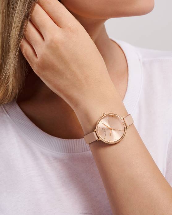 Ted Baker femmes 60VD970 accessoires montre ornée de cristaux Chessin avec bracelet en cuir végétalien rose