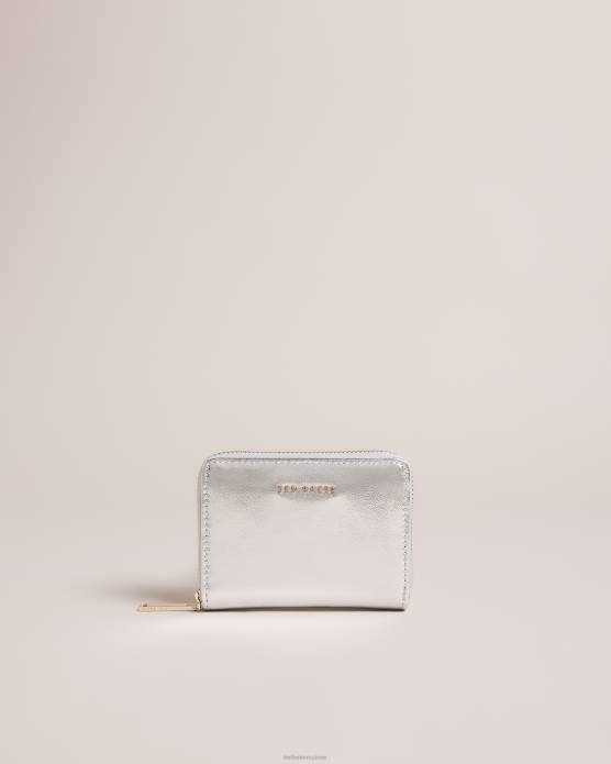Ted Baker femmes 60VD1079 accessoires petit sac à main en cuir à fermeture éclair lilleee argent