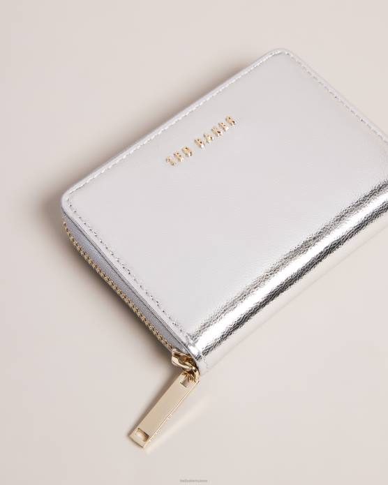 Ted Baker femmes 60VD1079 accessoires petit sac à main en cuir à fermeture éclair lilleee argent
