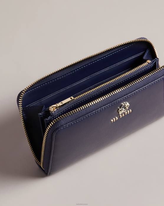 Ted Baker femmes 60VD1164 accessoires grand sac à main zippé à œillets et fleurs de jorjana bleu foncé