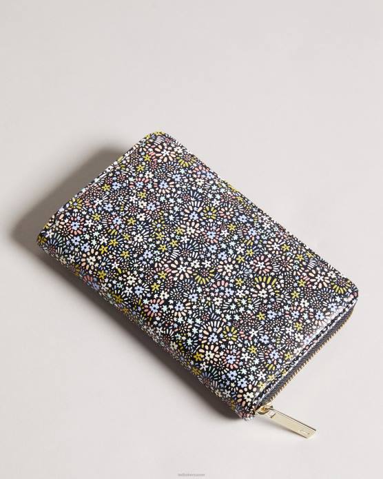 Ted Baker femmes 60VD1186 accessoires sac à main zippé mi-long à micro fleurs rétro Flood noir