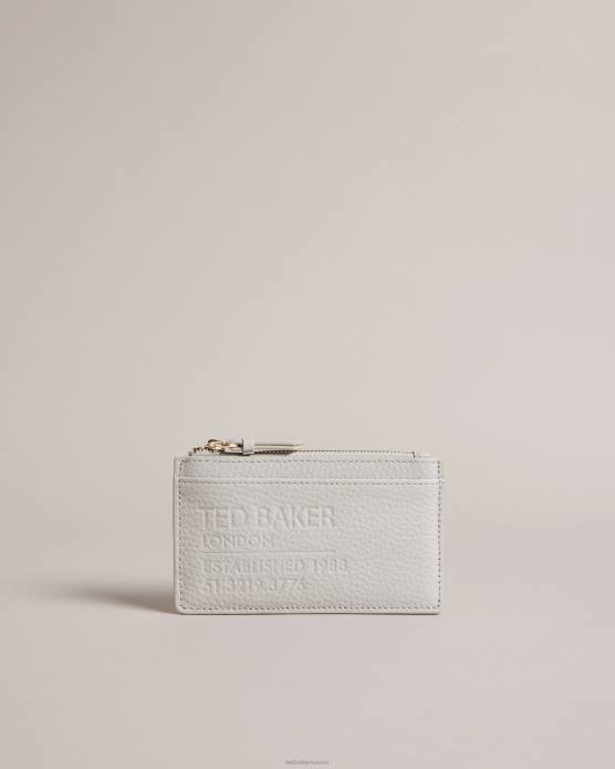 Ted Baker femmes 60VD1112 accessoires porte-cartes en cuir zippé à sangle Delfie gris clair