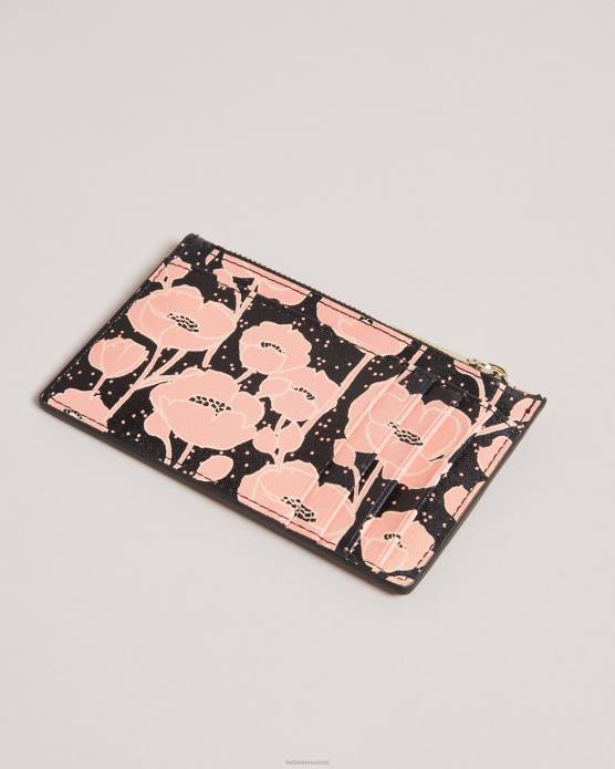 Ted Baker femmes 60VD951 accessoires porte-cartes zippé à imprimé floral poppsi noir