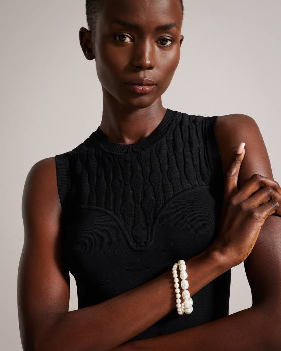 Ted Baker femmes 60VD997 bijoux bracelet double brin de perles de verre Parkah couleur or