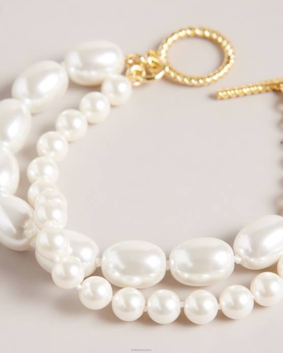 Ted Baker femmes 60VD997 bijoux bracelet double brin de perles de verre Parkah couleur or