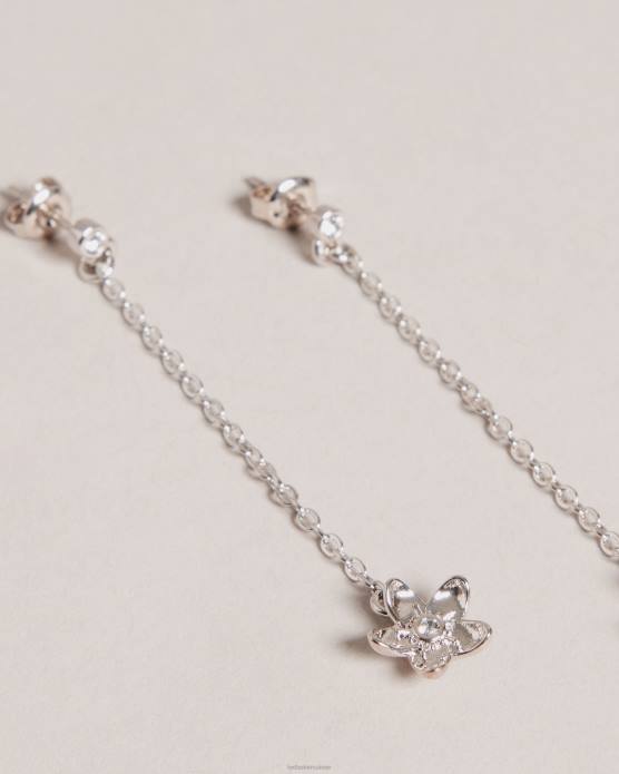 Ted Baker femmes 60VD1036 bijoux boucles d'oreilles pendantes à fleurs de bayylor couleur argent