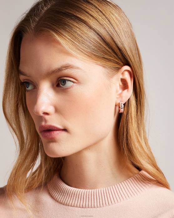 Ted Baker femmes 60VD1045 bijoux boucles d'oreilles créoles coeur en émail emrie rose pâle