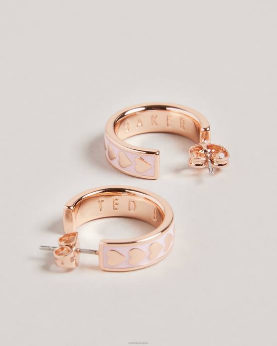 Ted Baker femmes 60VD1045 bijoux boucles d'oreilles créoles coeur en émail emrie rose pâle