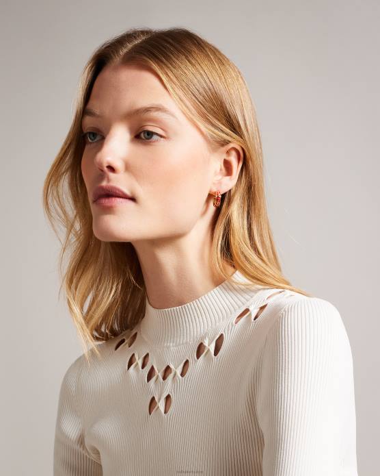 Ted Baker femmes 60VD1067 bijoux boucles d'oreilles créoles coeur en émail emrie rouge