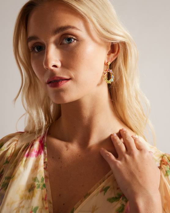 Ted Baker femmes 60VD1150 bijoux boucles d'oreilles à pendant créoles en cristal Crissty multicolore