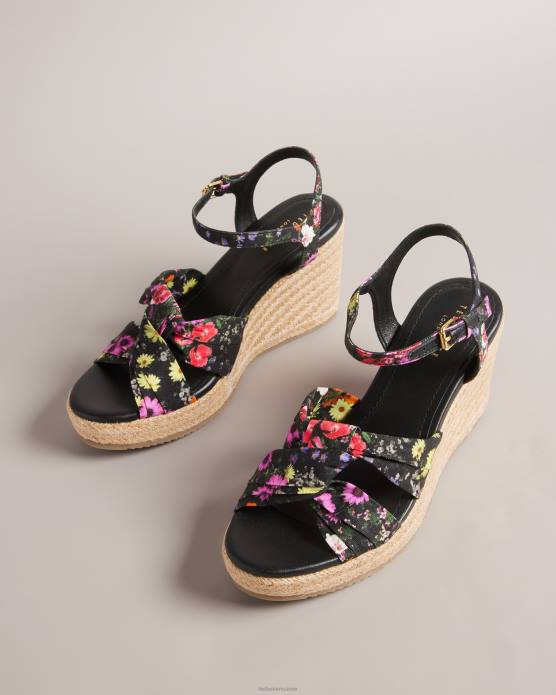 Ted Baker femmes 60VD858 chaussures chaussures compensées à nœud doux et floral Cardima noir