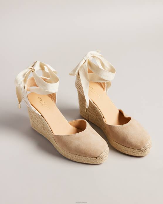 Ted Baker femmes 60VD928 chaussures Puritas - Chaussures compensées en daim à ruban à nouer taupe