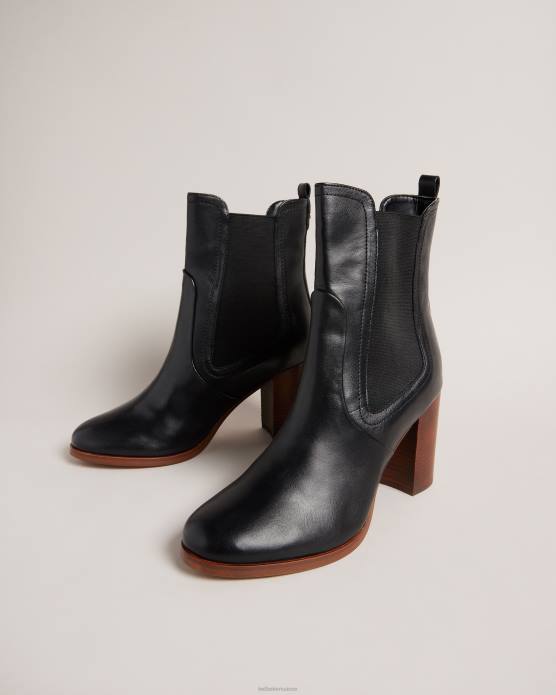 Ted Baker femmes 60VD926 chaussures bottines chelsea à talons en cuir Daphina noir