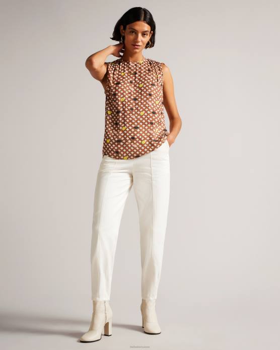 Ted Baker femmes 60VD929 chaussures bottines en cuir stretch Marshah écru