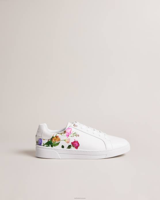 Ted Baker femmes 60VD857 chaussures artel - baskets à semelle cuvette et imprimé floral blanc