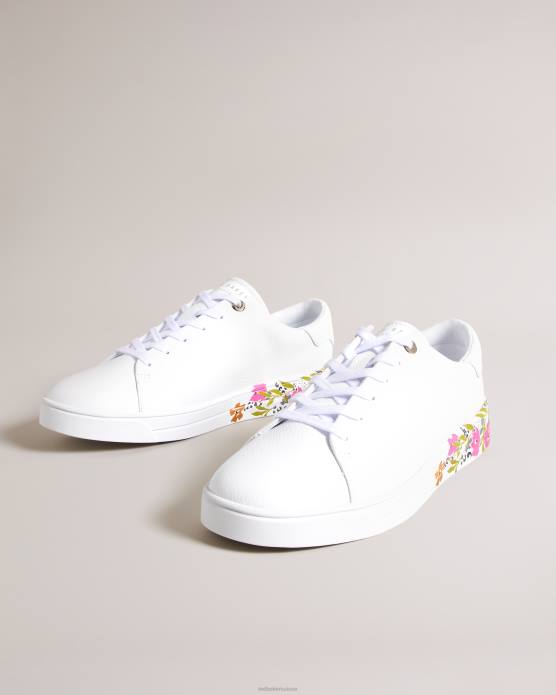 Ted Baker femmes 60VD881 chaussures sheliie - baskets en cuir à semelle fleurie blanc