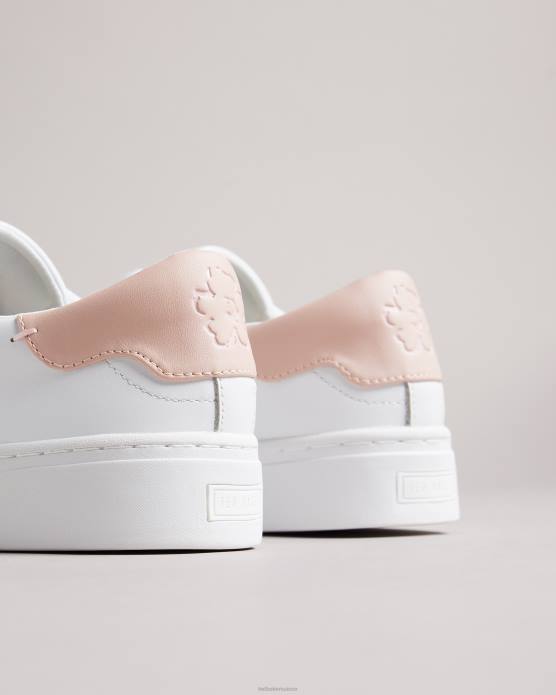 Ted Baker femmes 60VD906 chaussures baskets à semelle cupsole avec placement de fleurs de magnolia tarliah blanc-rose