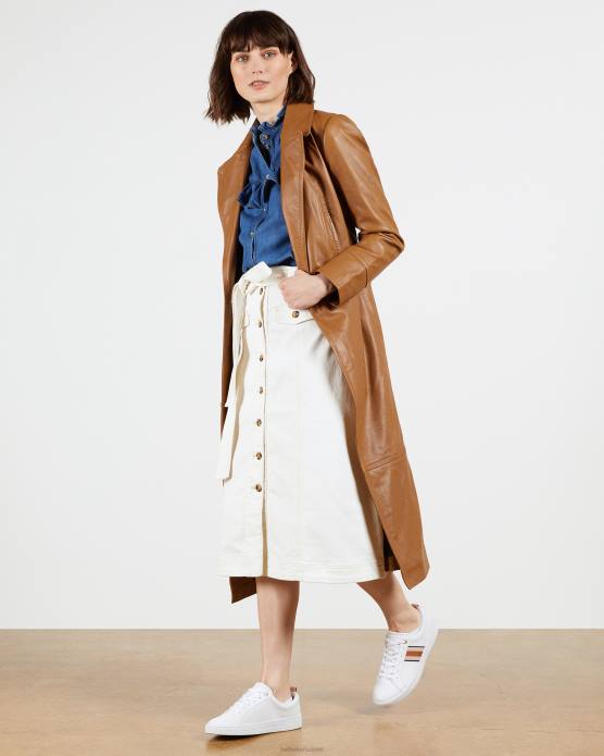 Ted Baker femmes 60VD915 chaussures Bailey - Baskets en cuir à sangles et détails métallisés Navet blanc