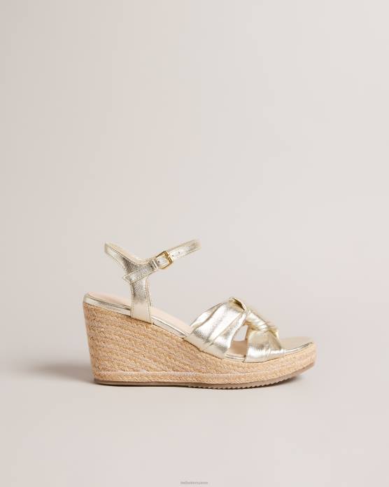 Ted Baker femmes 60VD902 chaussures sandales espadrilles compensées nouées carda or