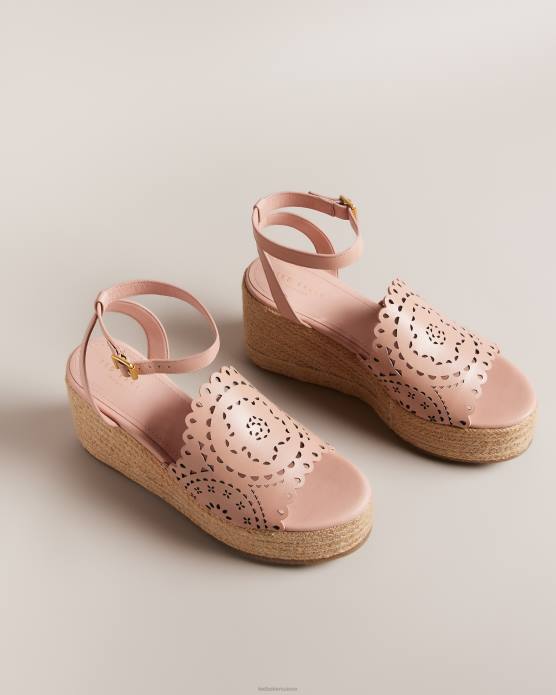 Ted Baker femmes 60VD910 chaussures sandales compensées découpées au laser pinky rose sombre