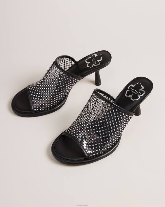Ted Baker femmes 60VD839 chaussures sandales à talons en résille à cristaux celya noir