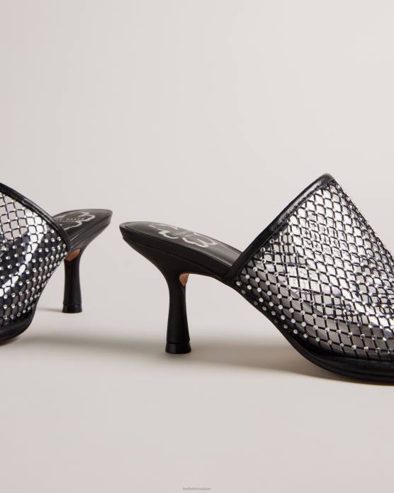 Ted Baker femmes 60VD839 chaussures sandales à talons en résille à cristaux celya noir