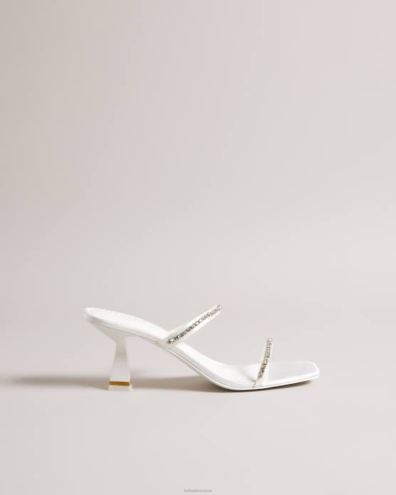 Ted Baker femmes 60VD844 chaussures Rinita - Sandales à petits talons en satin et strass Ivoire