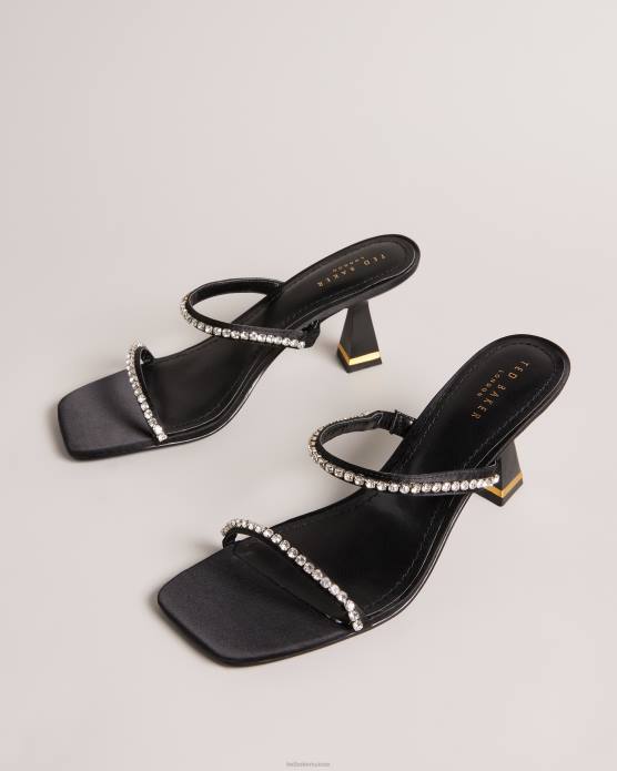 Ted Baker femmes 60VD848 chaussures Rinita - Sandales à petits talons en satin et strass noir